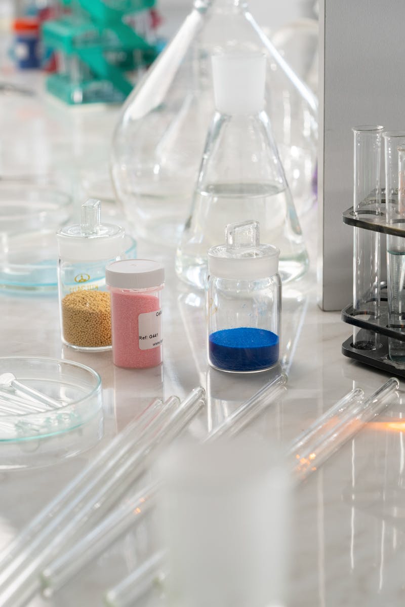 Chemical Powder in Glass Containers